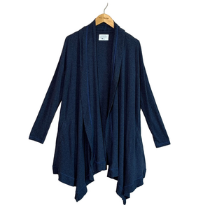 SOUTHCOTT S/M Blue Rayon From Bamboo Made in America Open Longline Knit Cardigan